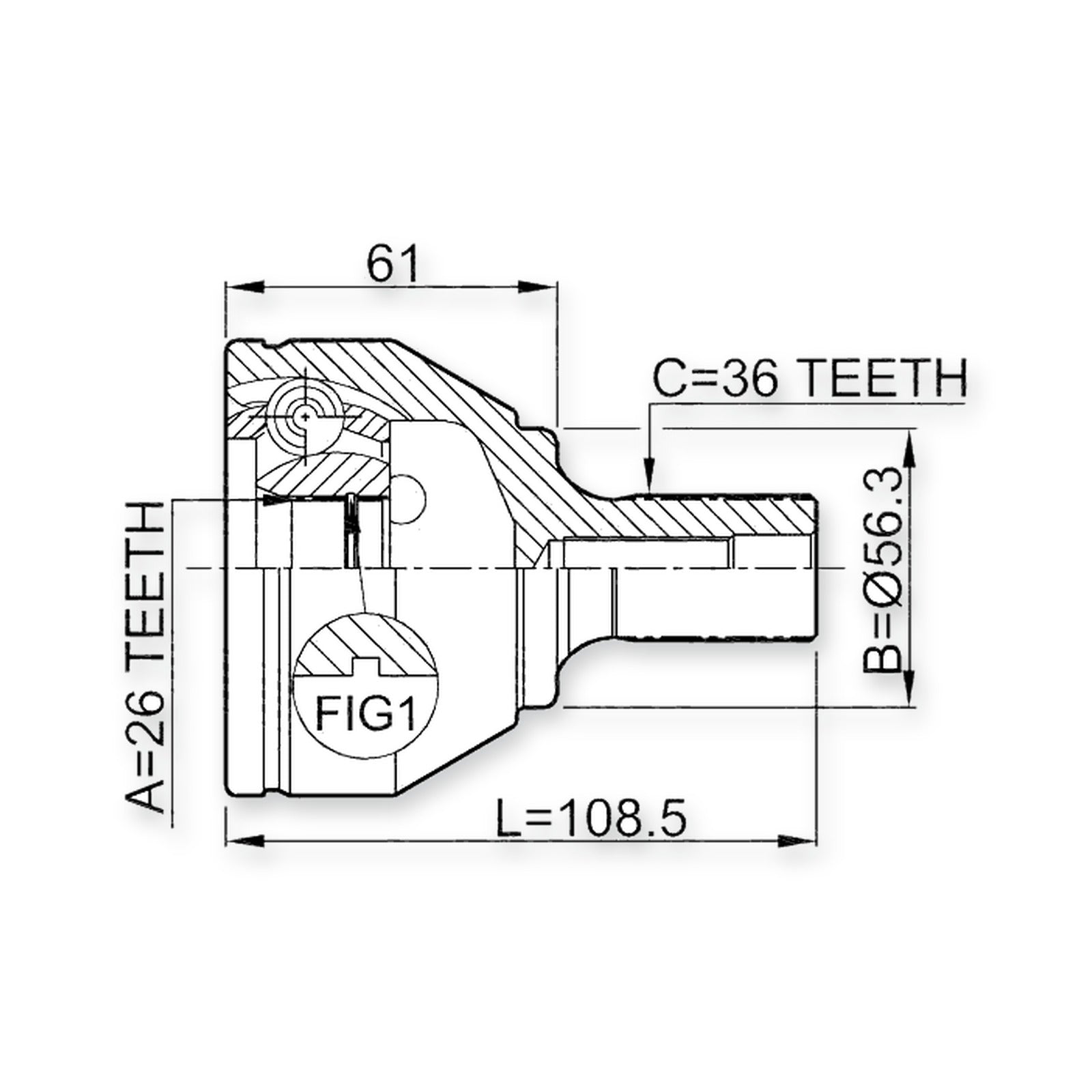 Ford C-Max Front Outer CV Joint 26X56.5X36