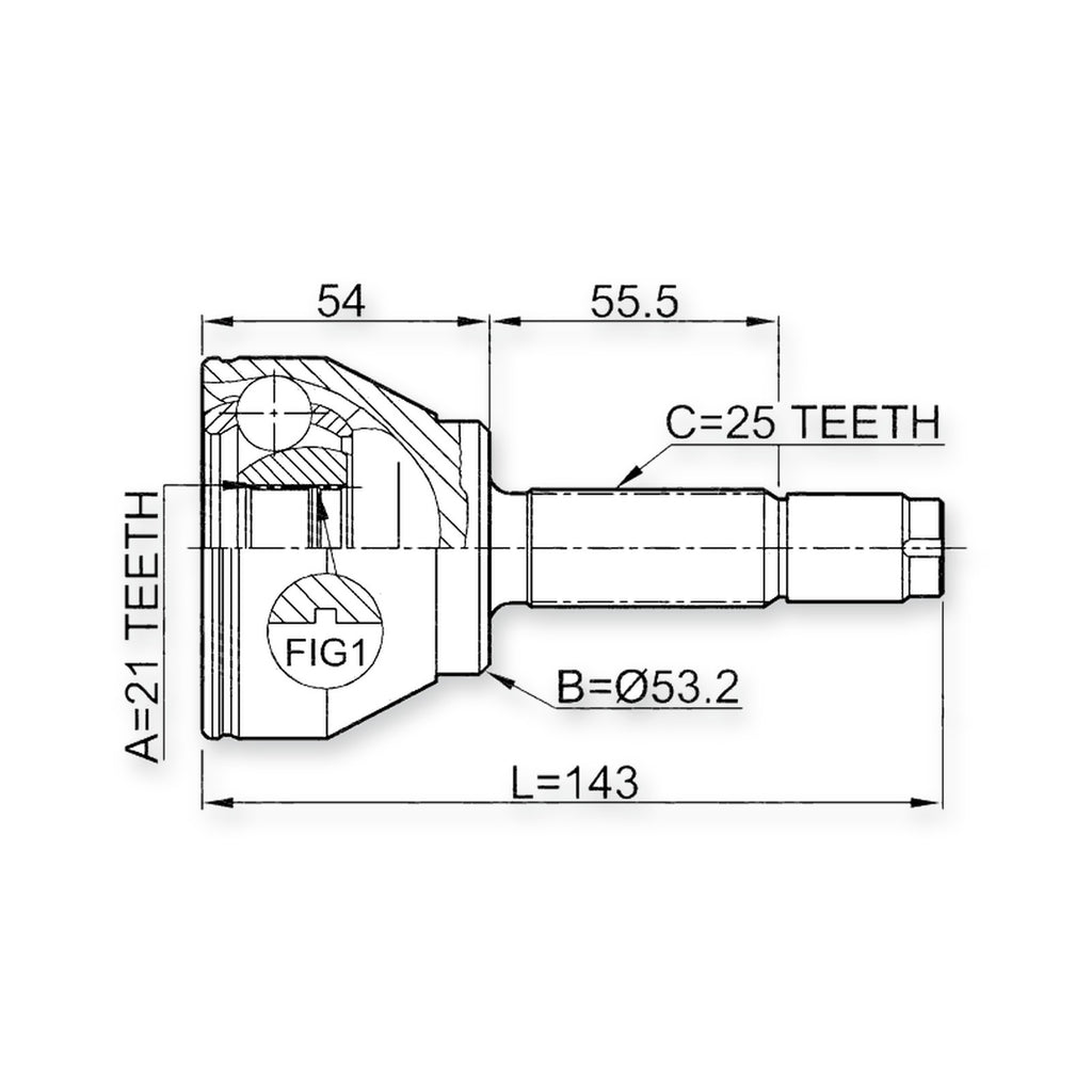 Mazda Demio Front Outer CV Joint 21X53.2X25