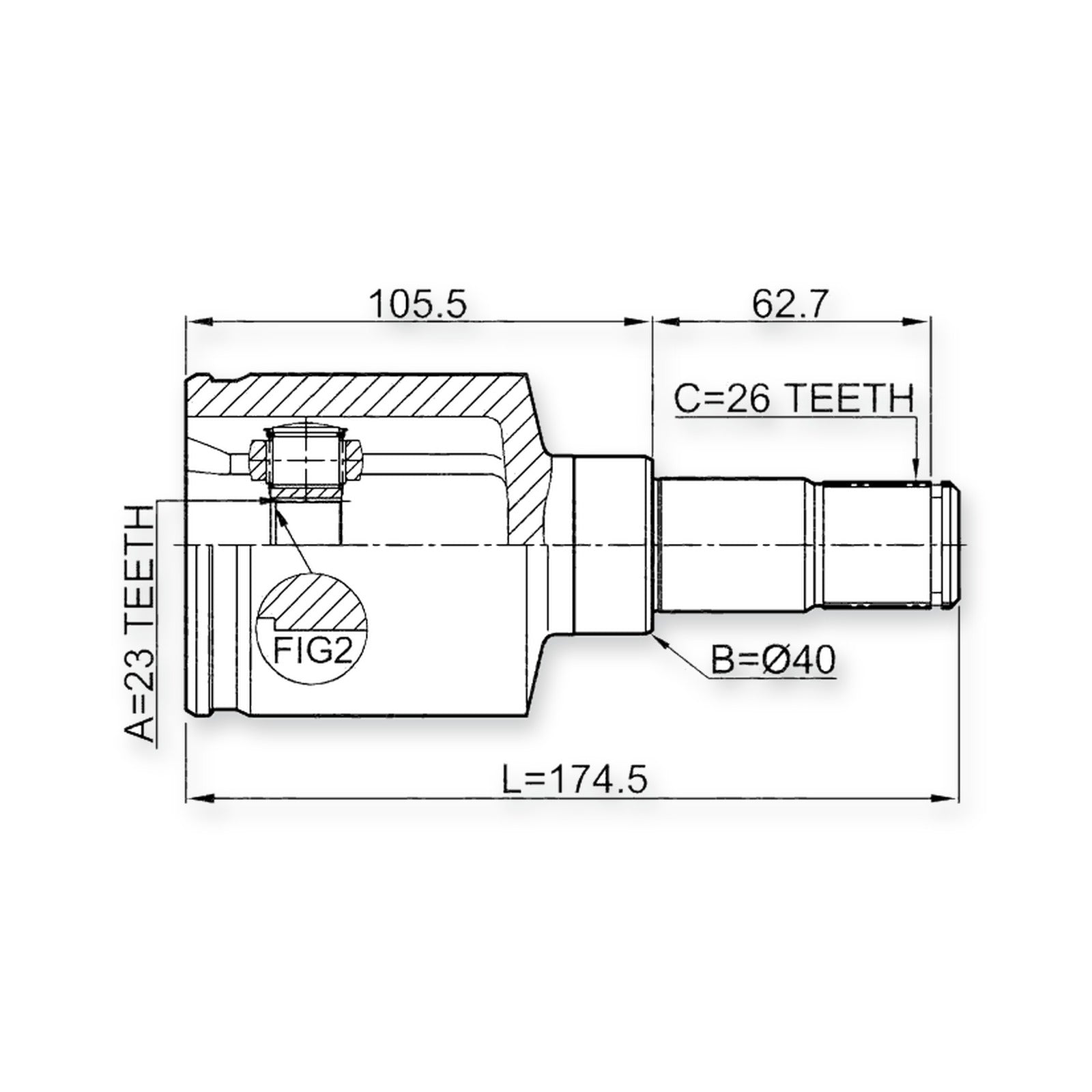 Ford C-Max Front Left CV Joint 23X40X26