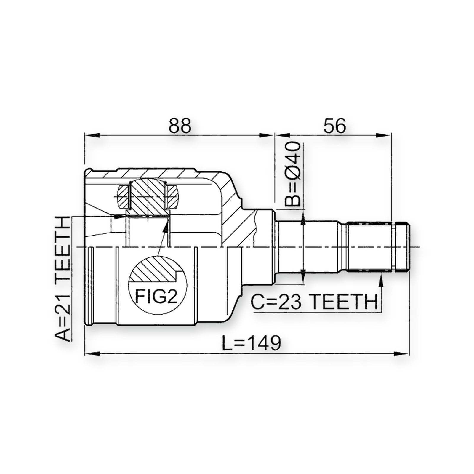 Ford Escort Front Left CV Joint 21X40X23