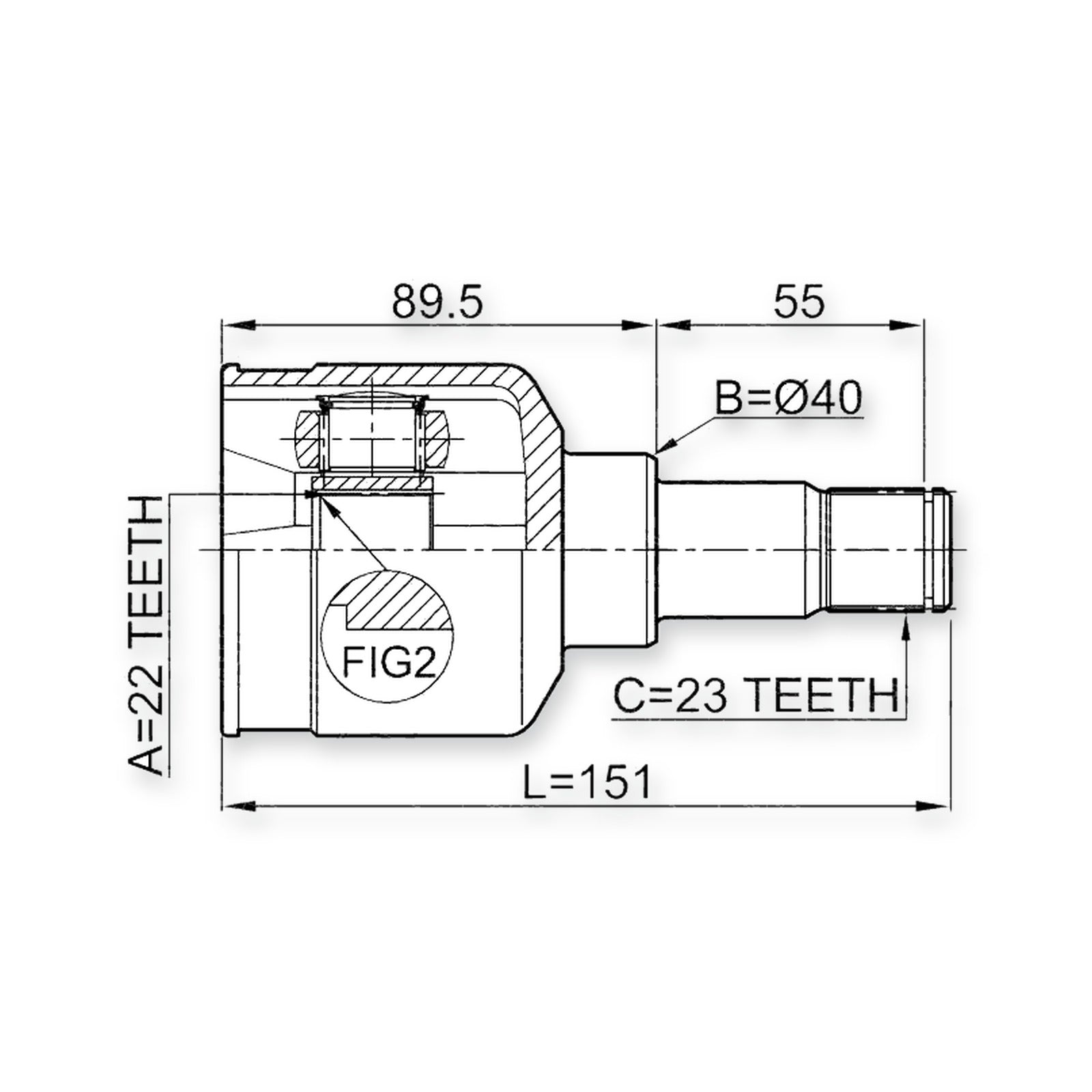 Ford B-Max CB2 Front Inner CV Joint 22X40X23