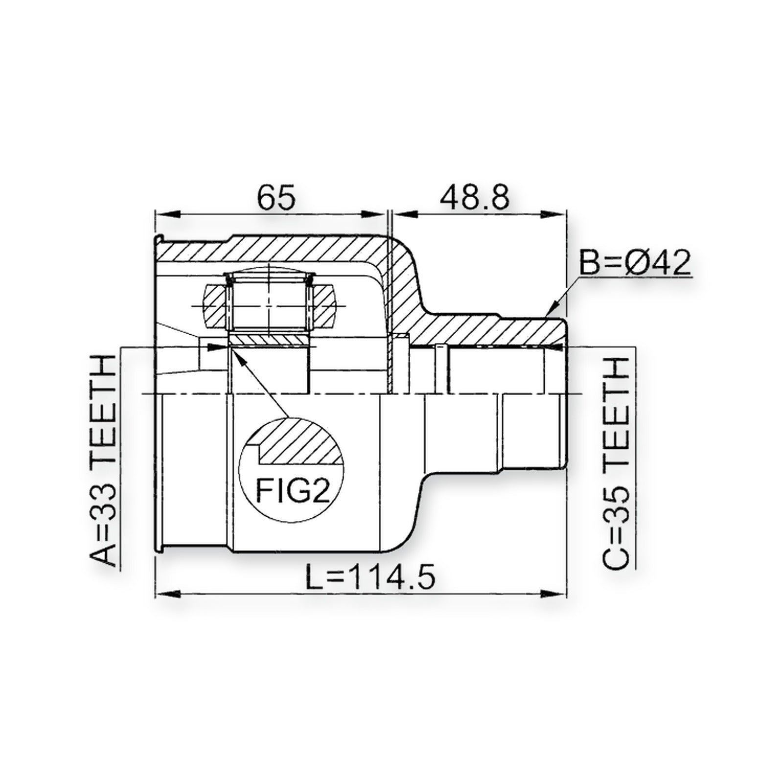 Ford Mondeo Front Right CV Joint 33X42X35