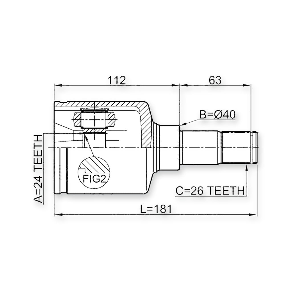 Ford Transit Connect TC7 Front Left CV Joint 24X40X26