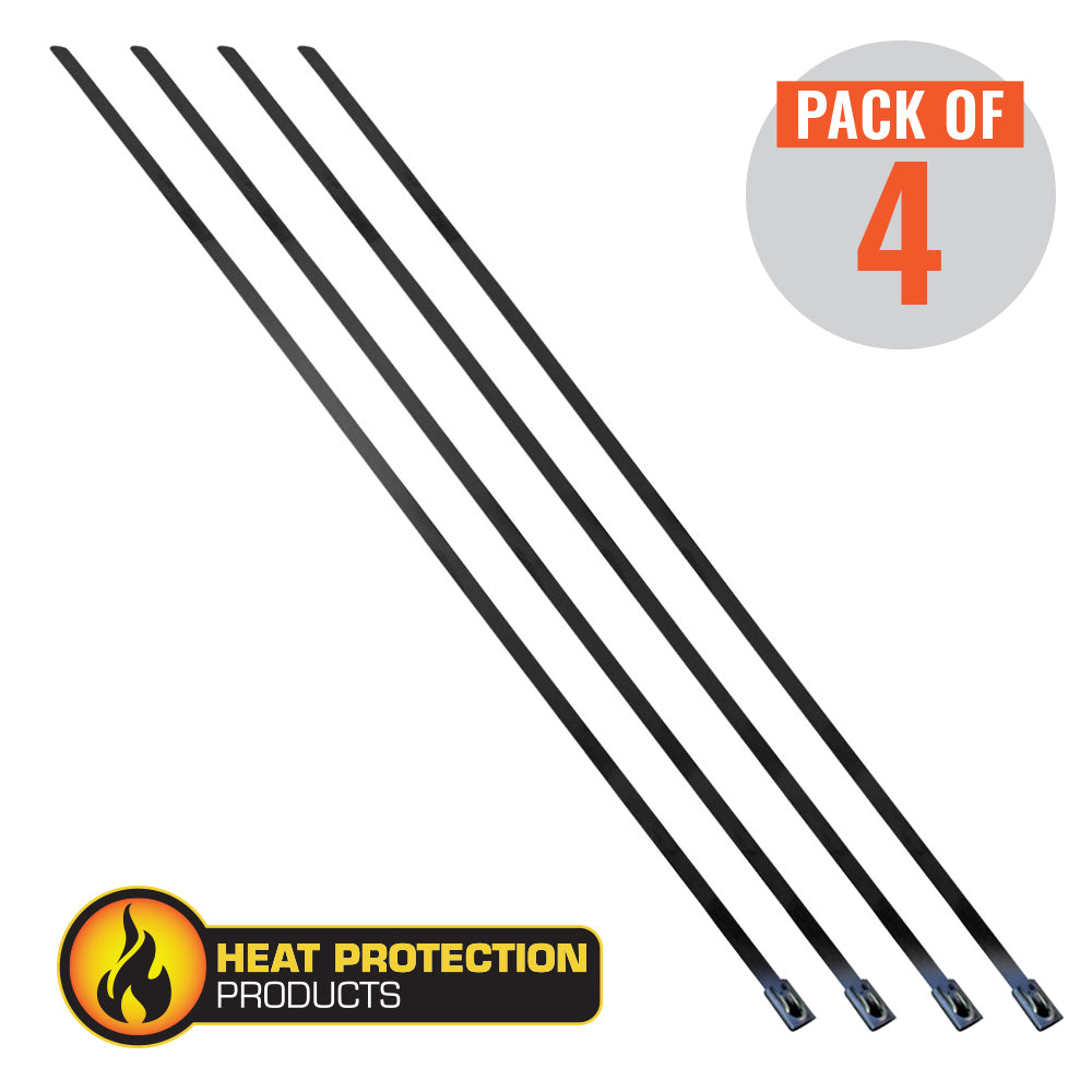 Heat Protection Exhaust Wrap Locking Ties 355mm (14 Inch) Long Heavy Duty Qty 4