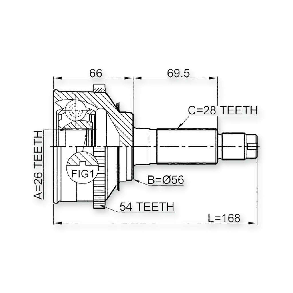 Kia Carnival Front Outer CV Joint 26X56X28