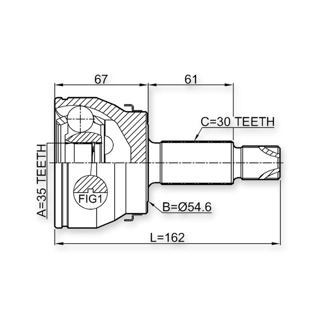 Kia Sorento Front Outer CV Joint 35X55X30