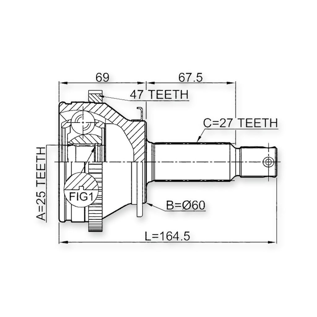 Hyundai Grandeur Front Outer CV Joint 25X60X27