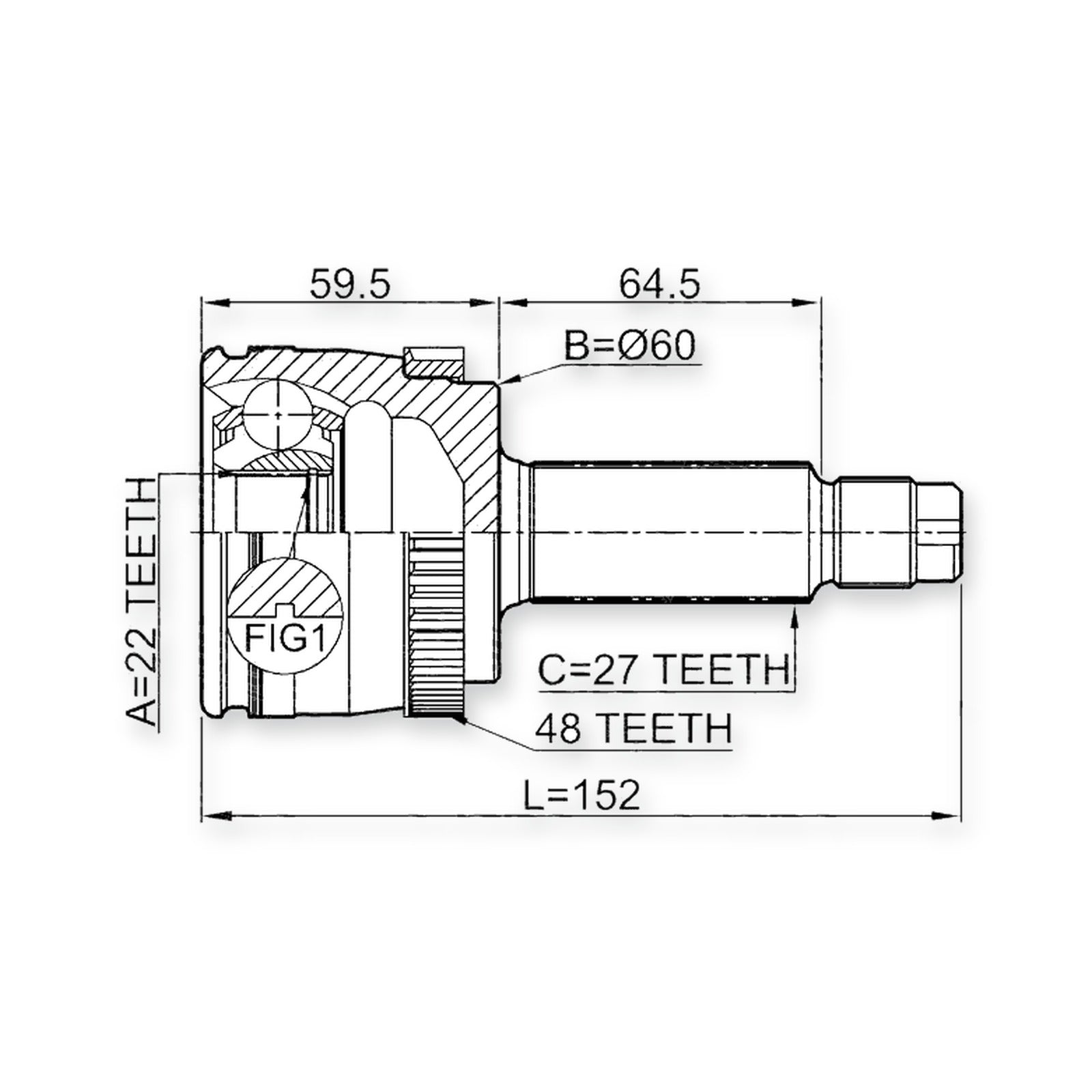 Kia New Sportage Rear Outer CV Joint 22X60X27 o 2006