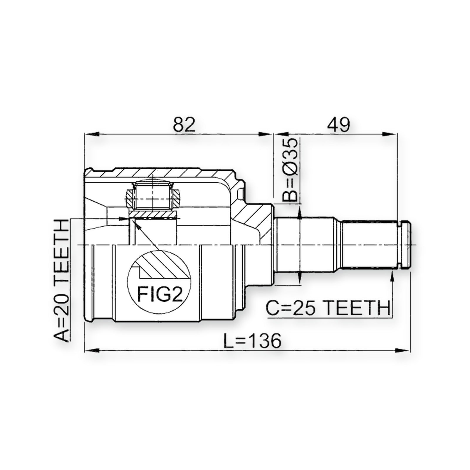 Kia Morning Front Inner CV Joint 20X35X25 2006-on