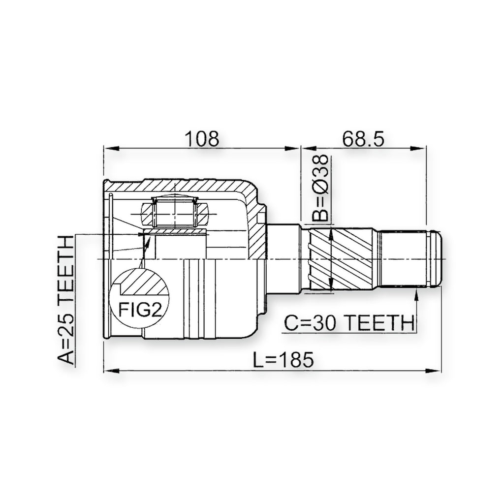 Hyundai Porter Front Left CV Joint 25X38X30 2006-on