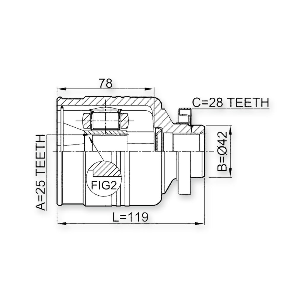 Kia Bongo Front Right CV Joint 25X42X28 2006-on
