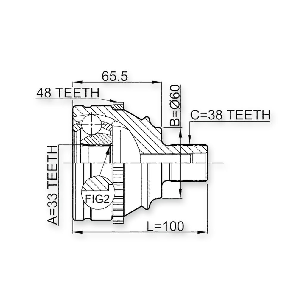 Volkswagen Eurovan Front Outer CV Joint 33X60X38