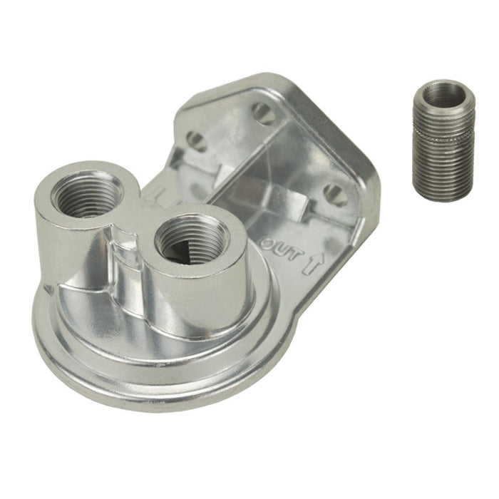 Derale Single Ports Up Remote Filter Mount 1/4"NPT Ports, 3/4"-16 Thread