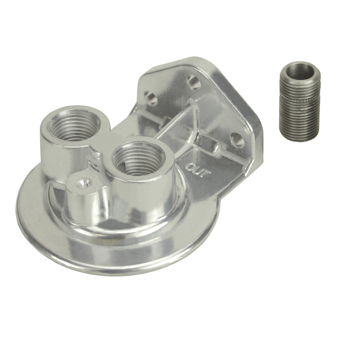 Derale Single Ports Up Remote Filter Mount 1/2"NPT ports, 3/4"-16 Thread