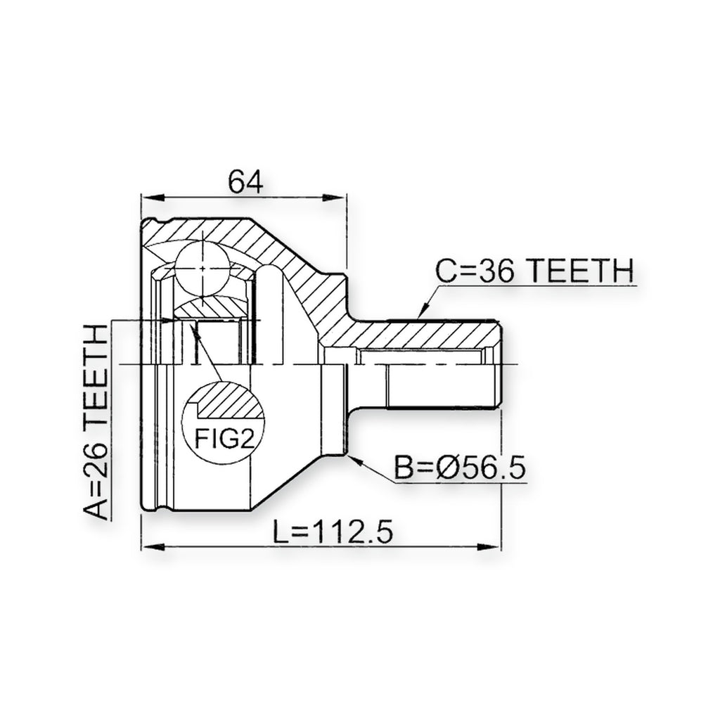 Volvo 240 Front Outer CV Joint 26X56.5X36