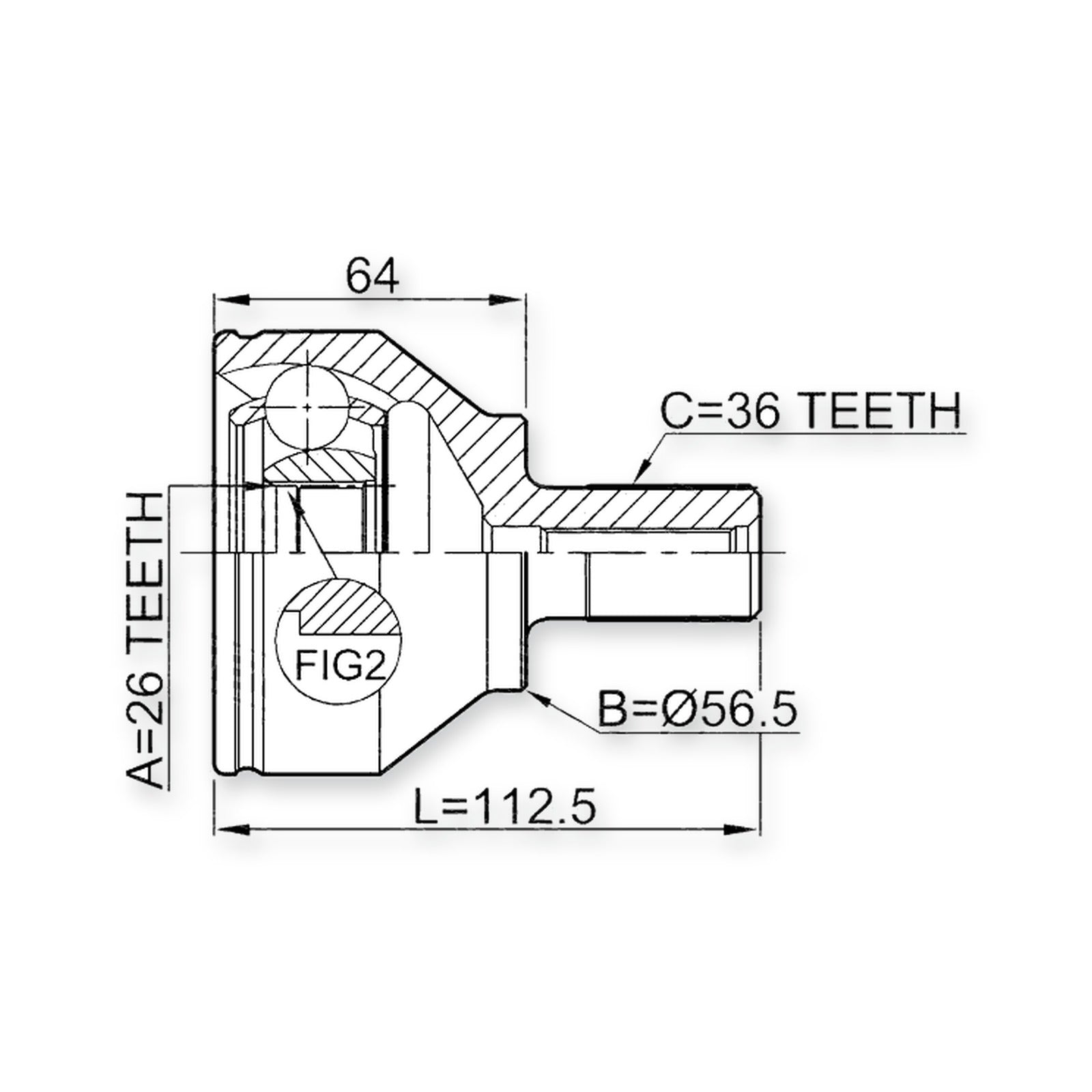 Ford C-Max Front Outer CV Joint 26X56.5X36