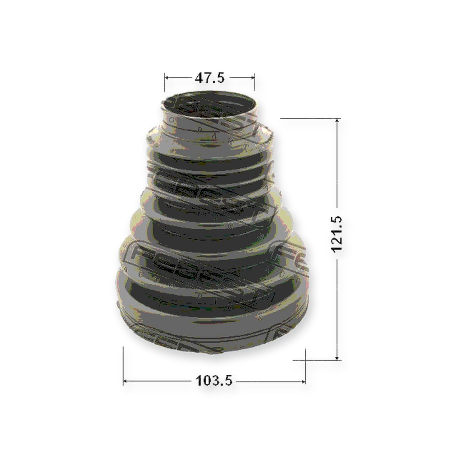 Jeep Cherokee Inner Boot CV Joint Kit Pvc 103.5X121.5X47.5