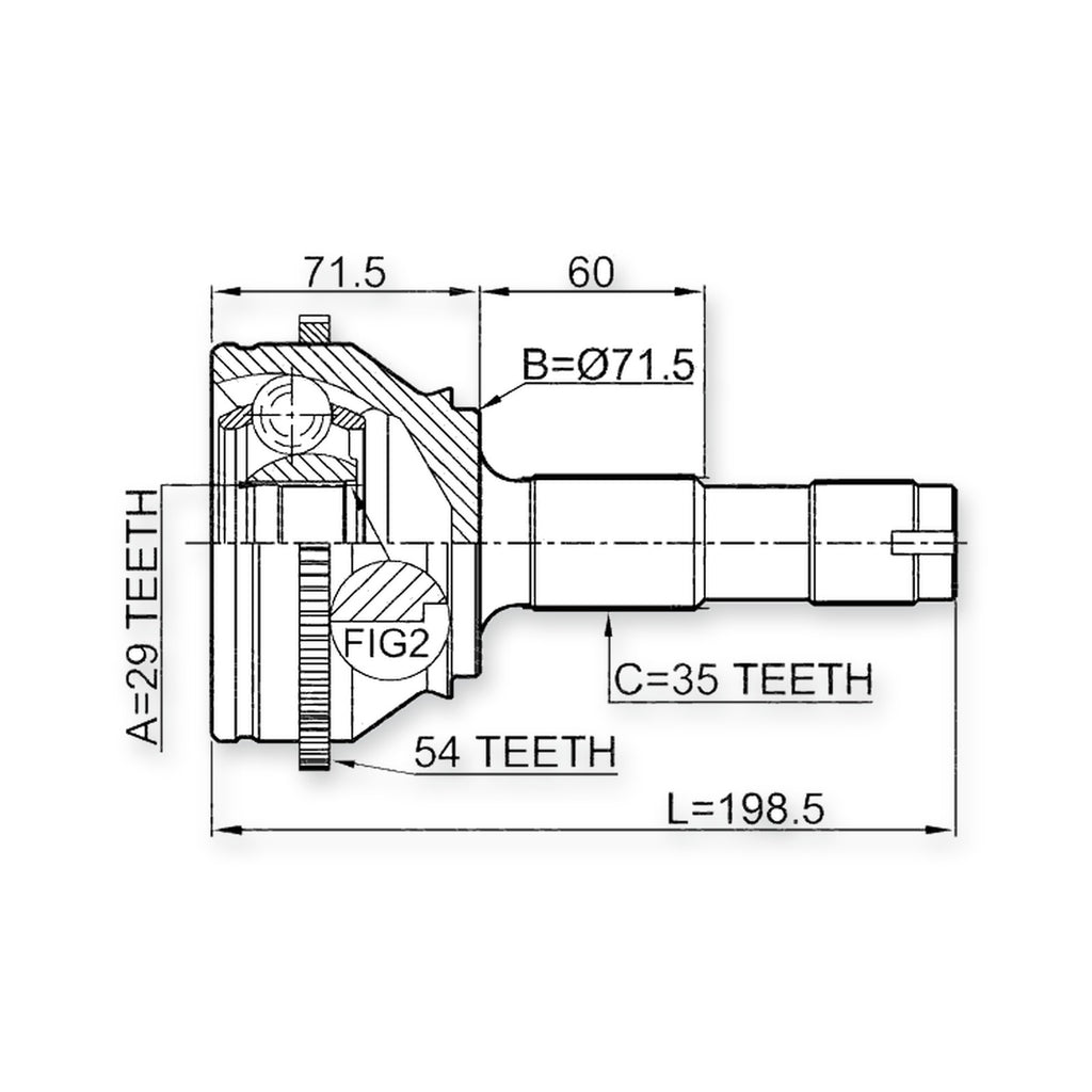 Fiat Ducato Front Outer CV Joint 29X71.6X35