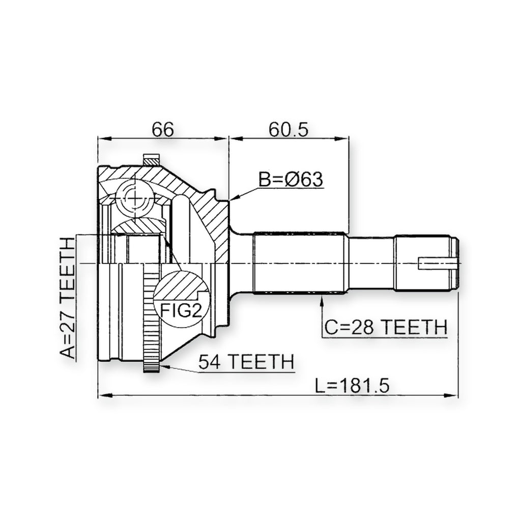 Fiat Ducato Front Outer CV Joint 27X63X28