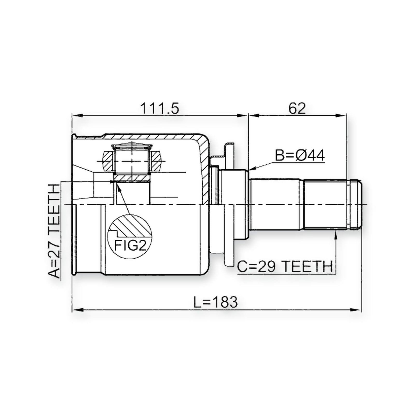 Land Rover 3/Discovery 3 Front Left CV Joint 27X44X29