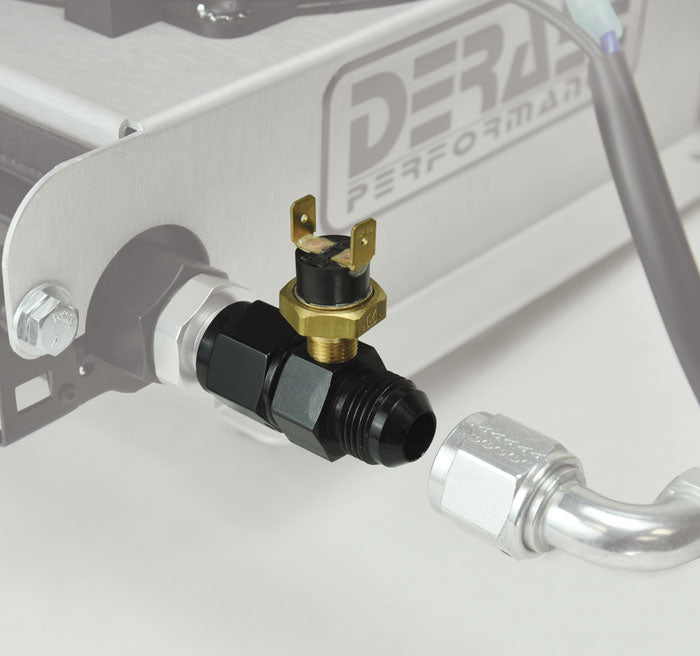 Derale In-Line Fan Control Thermostat Premium 180 Degree -6AN fittings