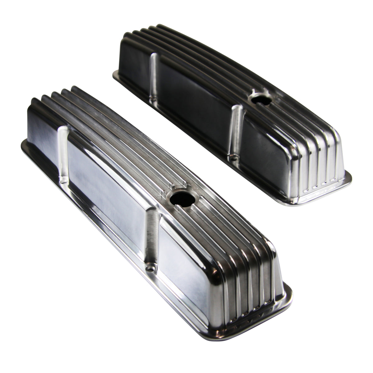 TFI Racing Valve Covers Chevrolet SB 283-400 Tall Finned Polish Nostalgic