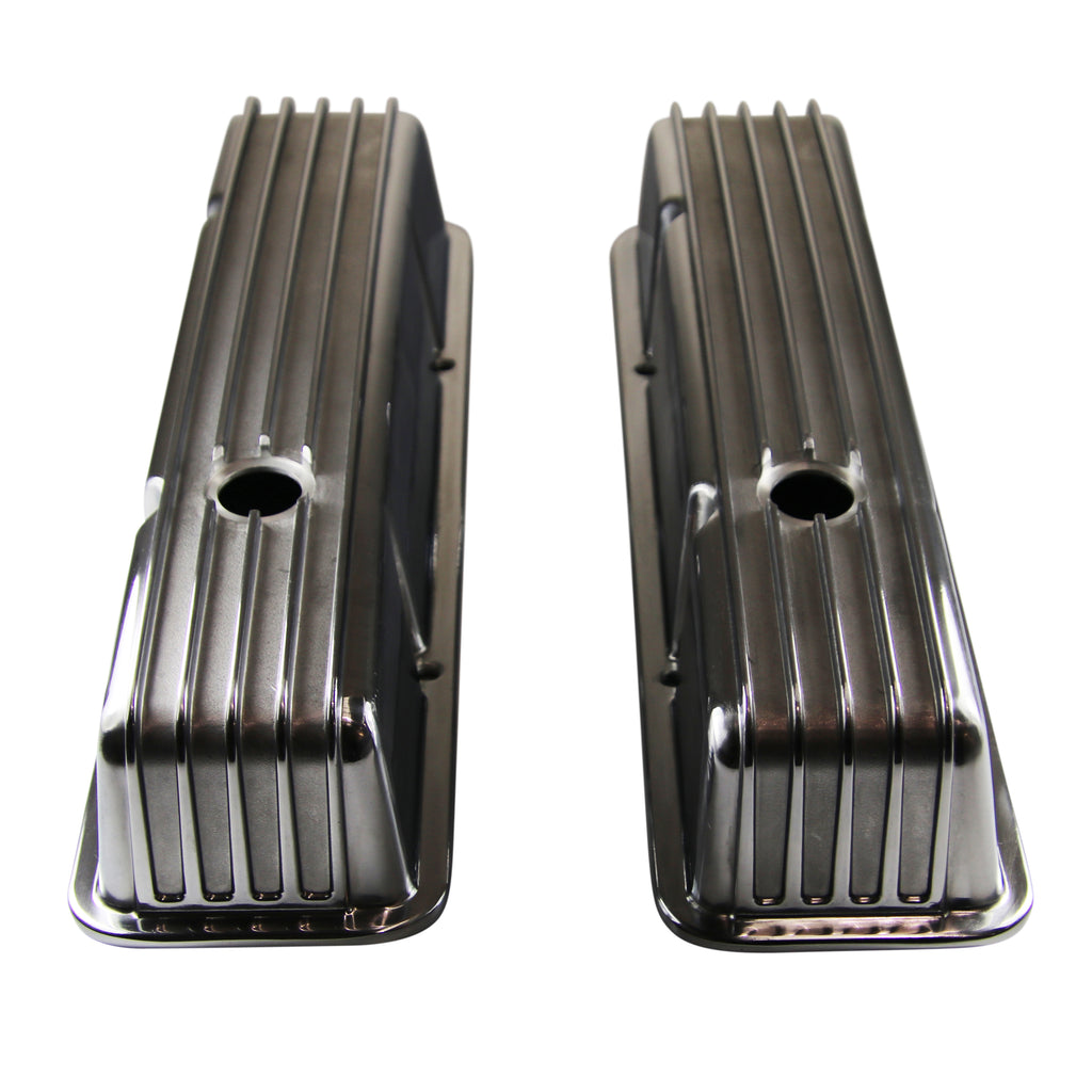 TFI Racing Valve Covers Chevrolet SB 283-400 Tall Finned Polish Nostalgic