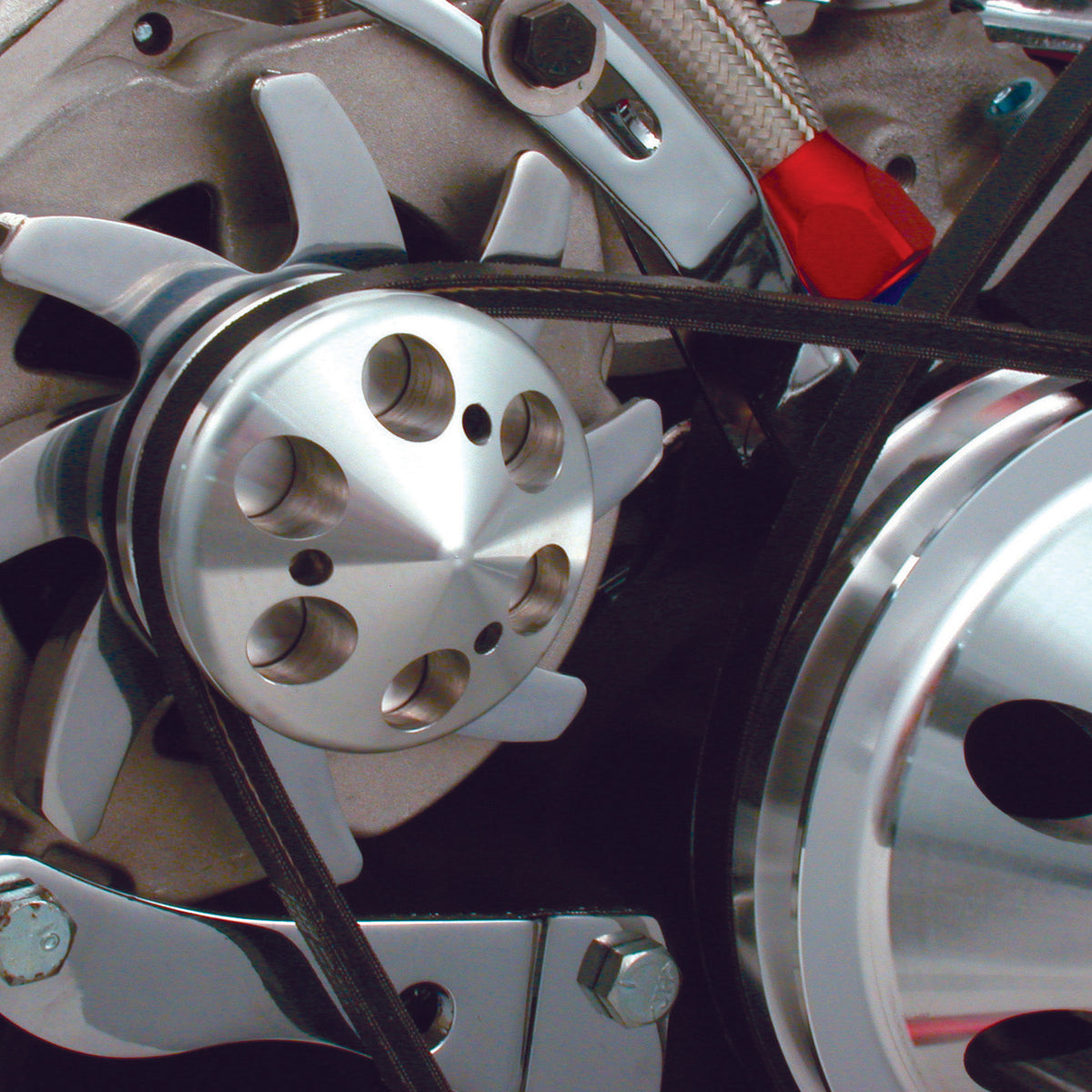 TFI Racing Pulley Alternator Single Groove + Nose Cover Machined Alloy SB Chev