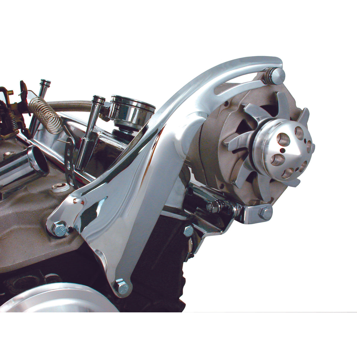 TFI Racing Alternator Bracket Chevrolet Small Block SWP OEM 1965-68 Chrome Upper