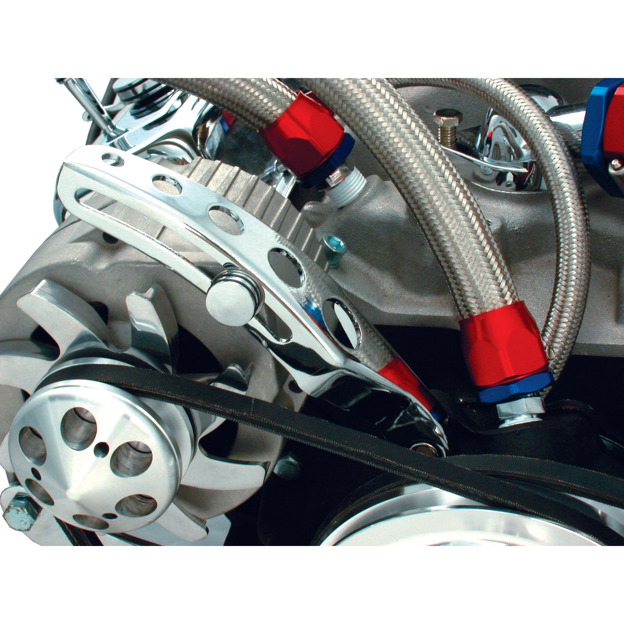 TFI Racing Alternator Bracket Upper Small Block Chevrolet LWP Chrome 1976-86
