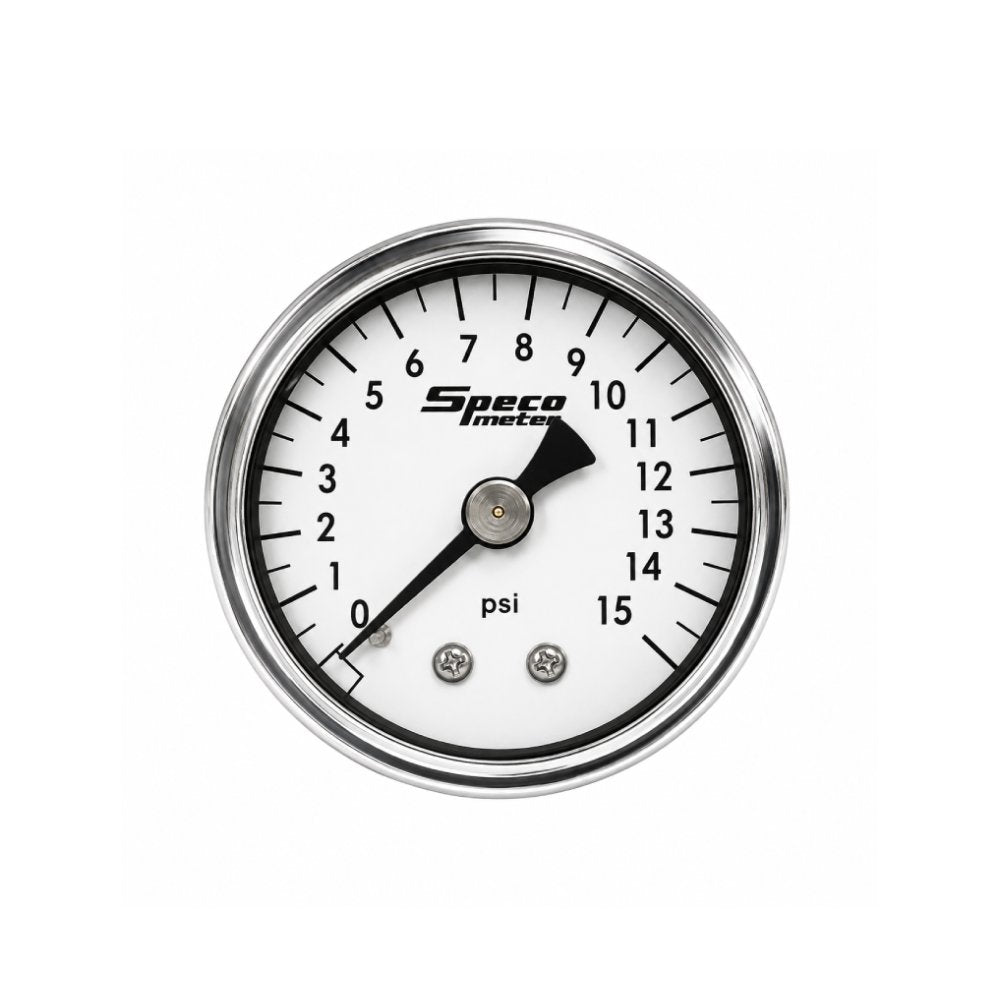Speco 1-1/2" 15psi Mechanical Fuel Pressure Gauge - White Dial Chrome Housing