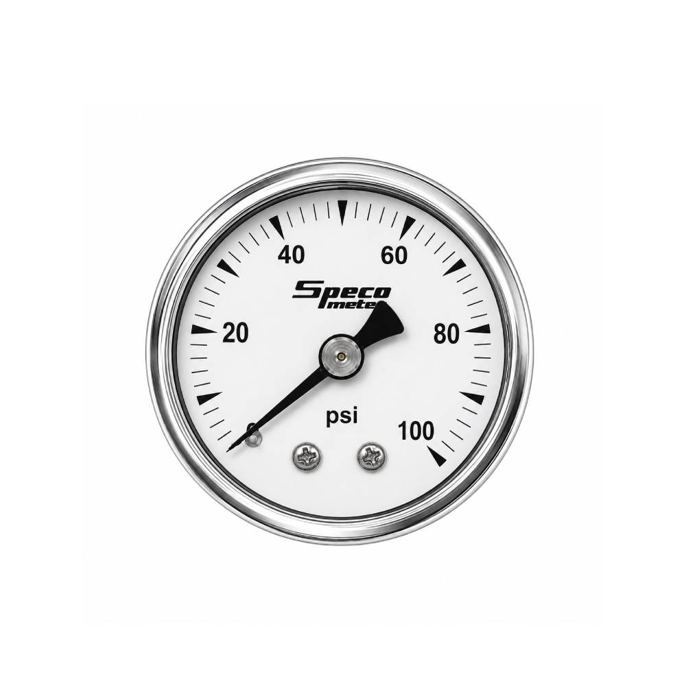 Speco 1-1/2" 100psi Mechanical Fuel Pressure Gauge - White Dial Chrome Housing