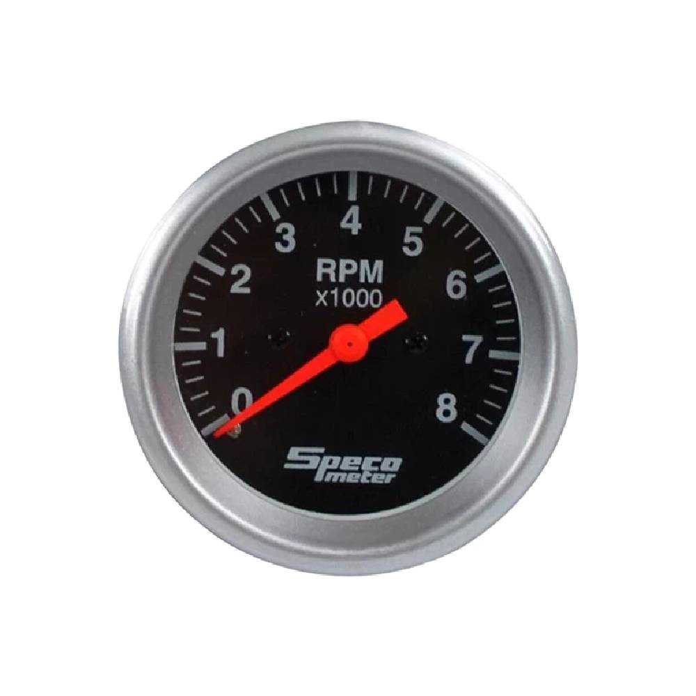 Speco 2-5/8" 12V 8000rpm Tachometer - Black Dial Silver Bezel
