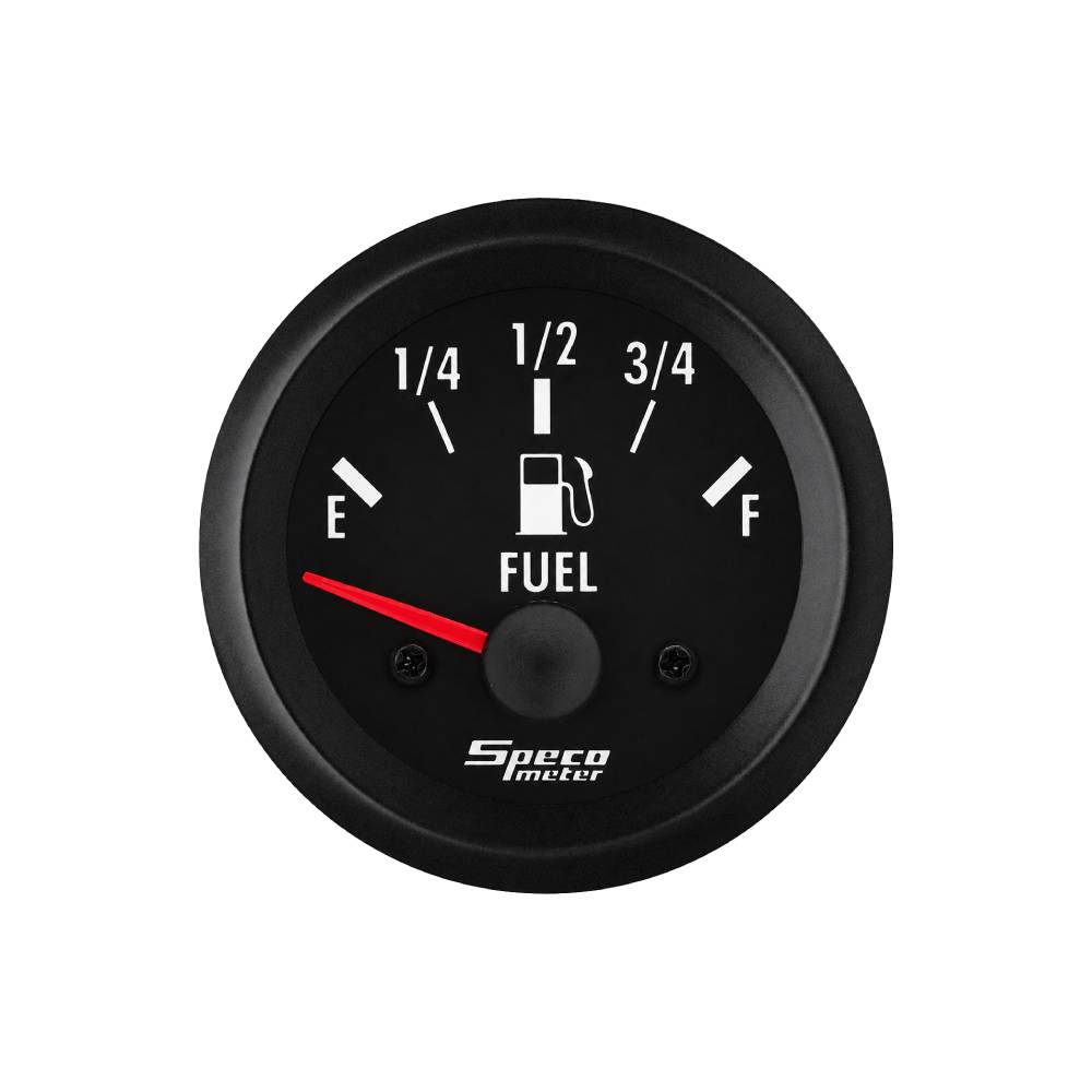 Speco 2" 12V Fuel Gauge with Sender - Black Dial Black Bezel