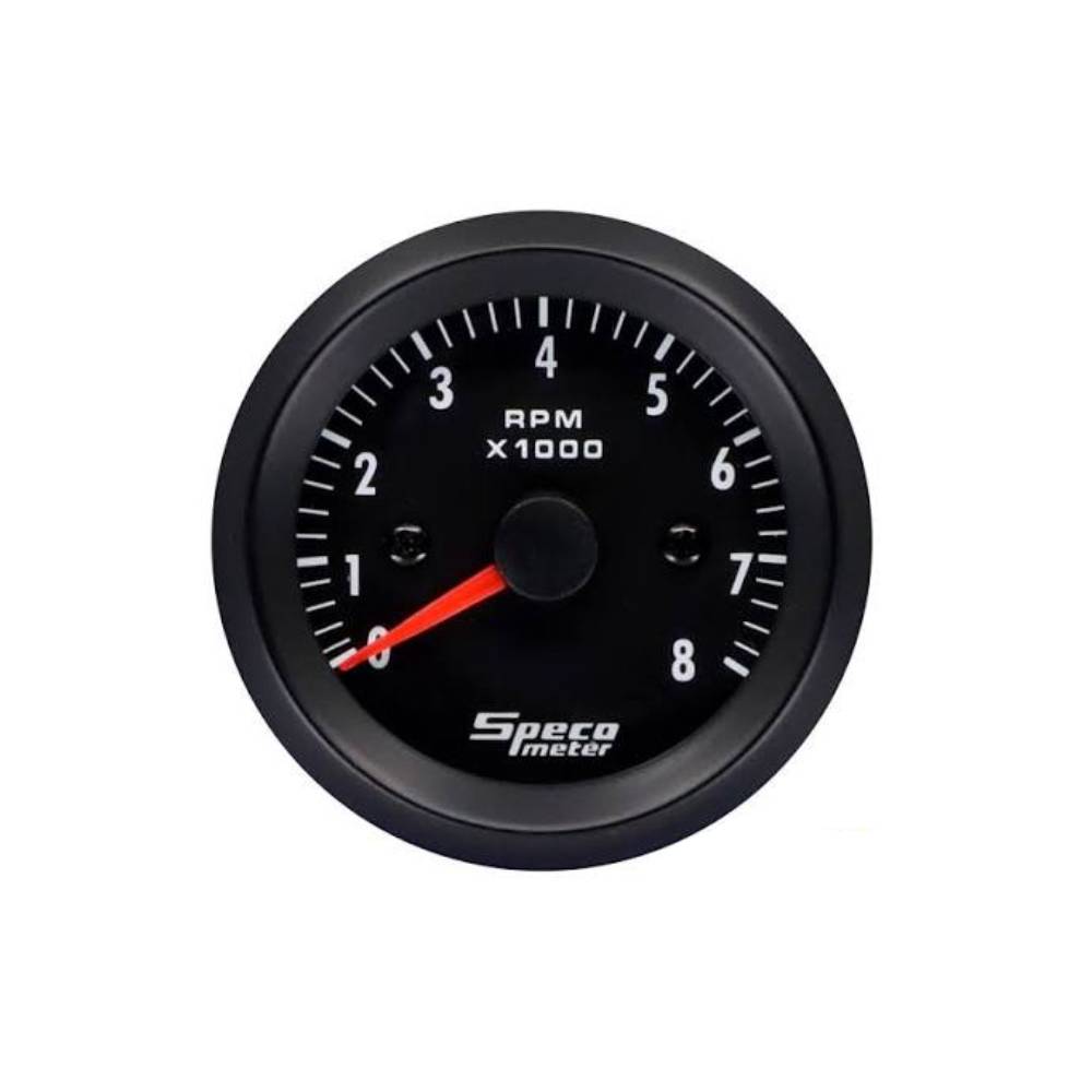 Speco 2" 12V 8000rpm Tachometer - Black Dial Black Bezel