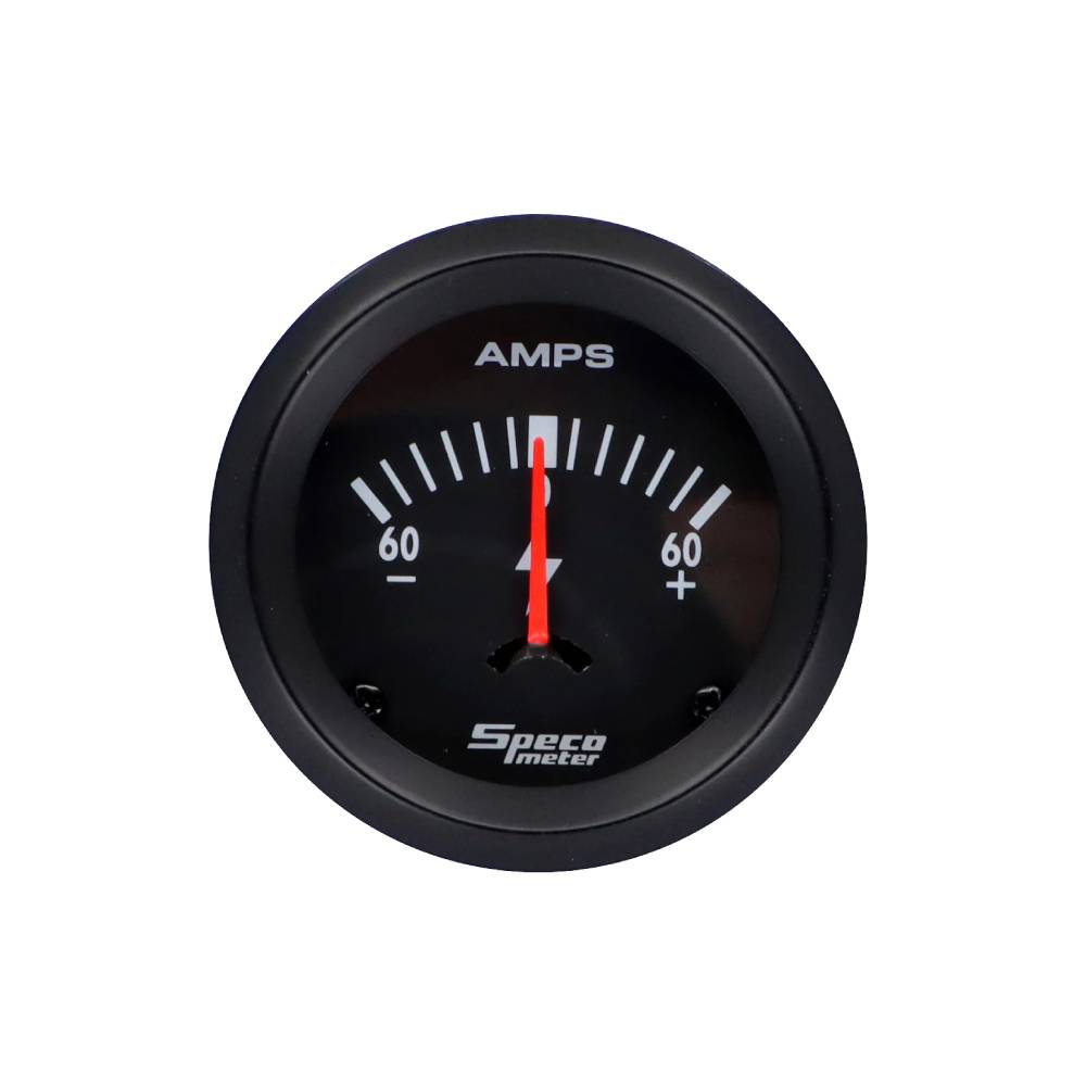 Speco 2" 60-0-60 Amps Ammeter Gauge - Black Dial Black Bezel