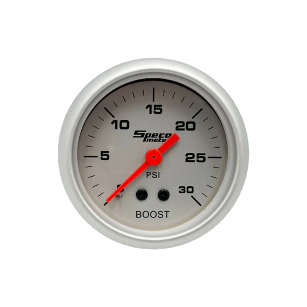 Speco 2" Mechanical 30 PSI Boose Gauge - Silver Dial Silver Bezel