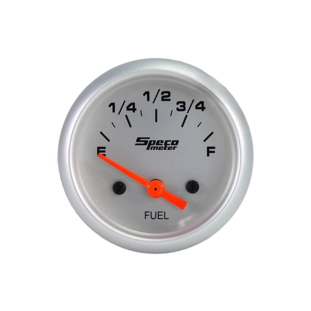 Speco 2" 12V Fuel Gauge with Sender - Silver Dial Silver Bezel