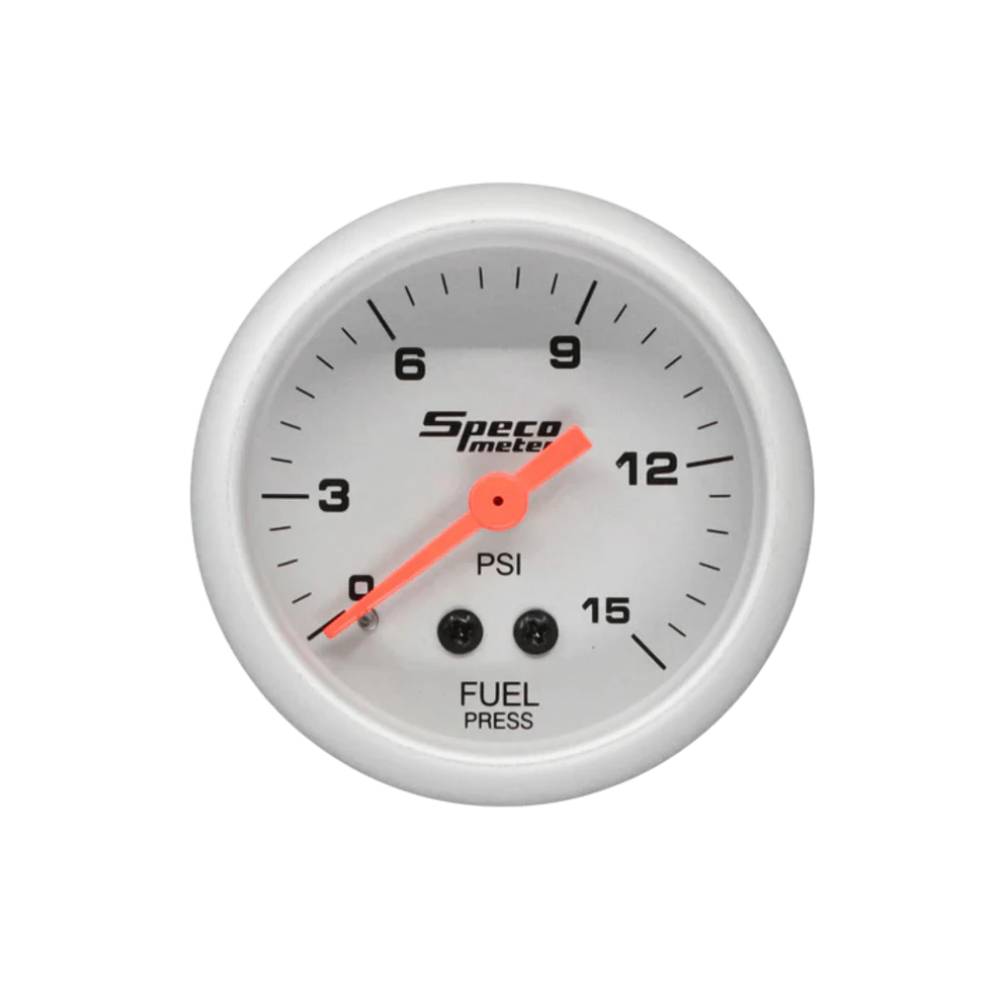Speco 2" Mechanical 15psi Fuel Pressure Gauge - Silver Dial Silver Bezel