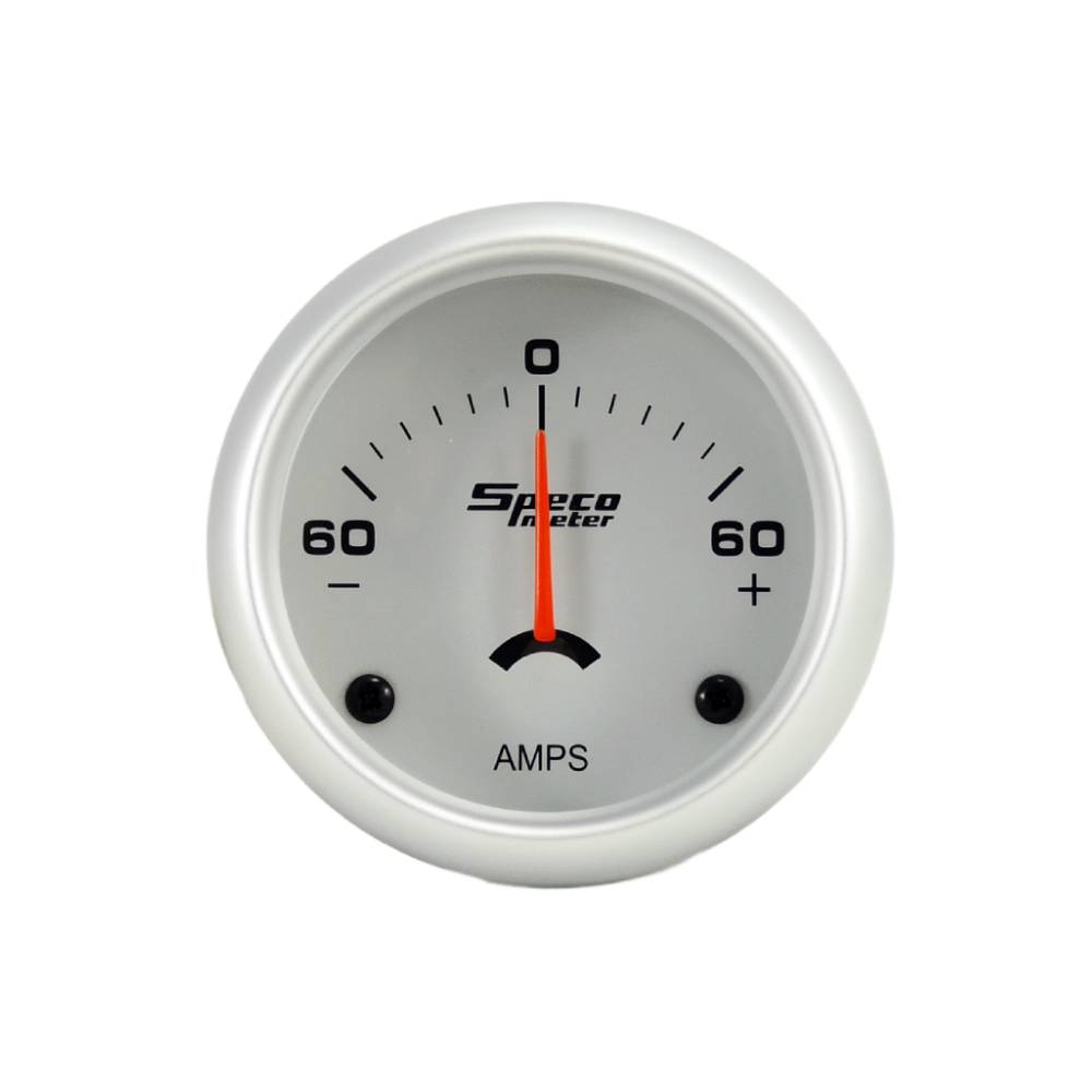 Speco 2" 60-0-60 Amps Ammeter Gauge - Silver dial Silver Bezel