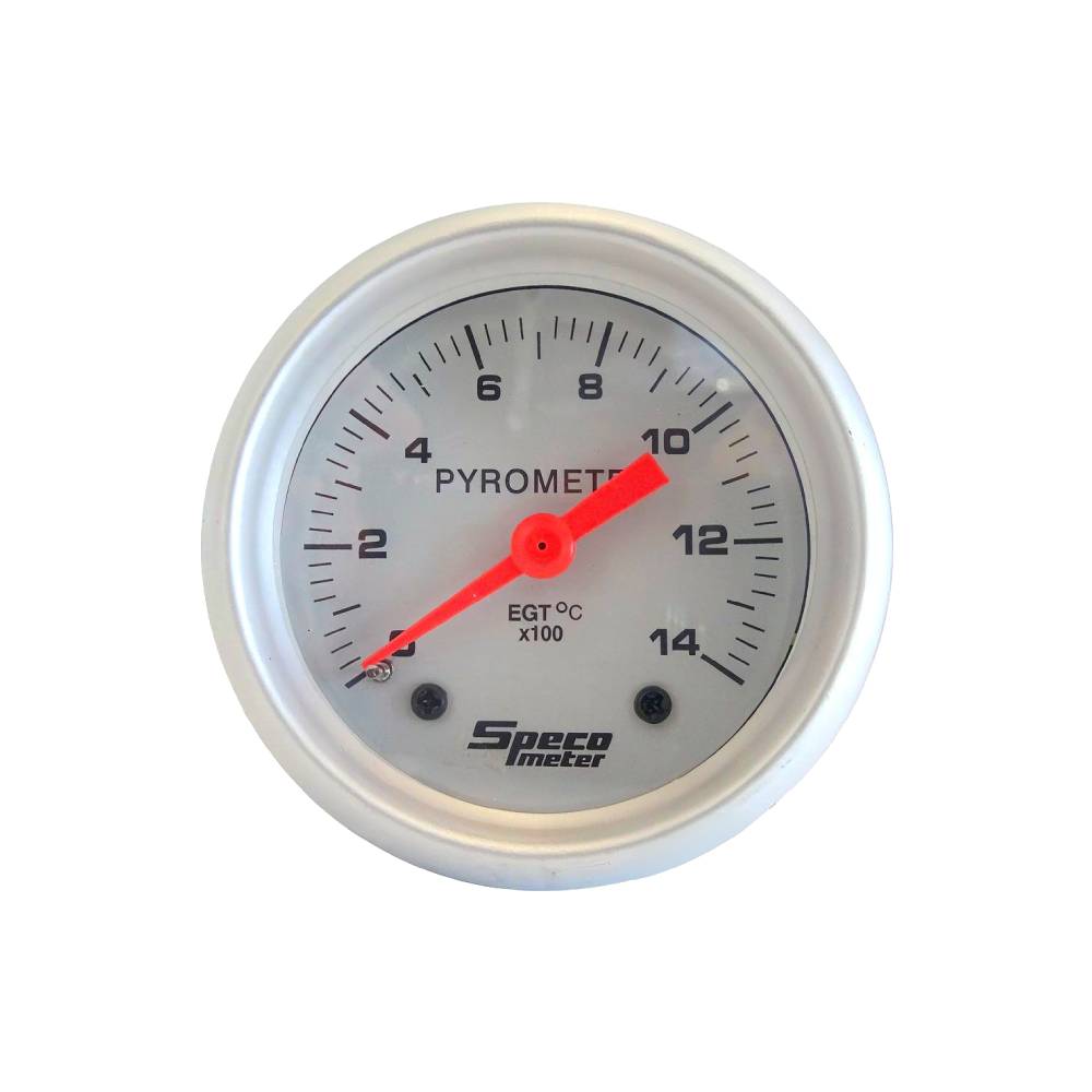 Speco 2" 12V Exhaust Temperature Pyrometer Gauge - Silver Dial Silver Bezel