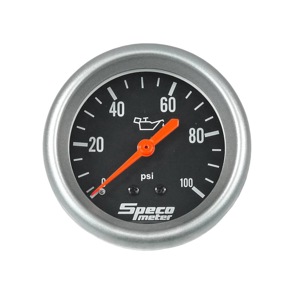 Speco 2-5/8" Mechanical 100 PSI Oil Pressure Gauge with 6' Sender- Dial Bezel