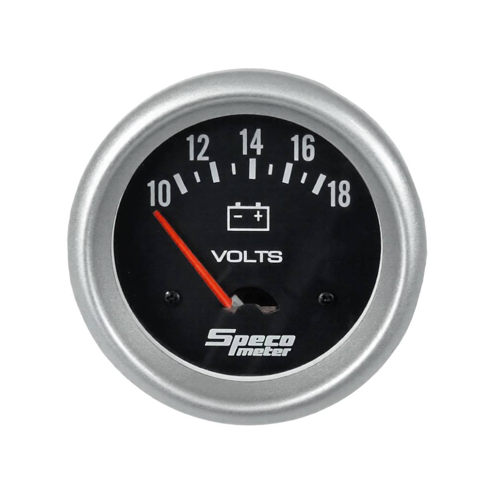 Speco 2-5/8" 10-18 Volt Voltmeter Gauge - Black Dial Silver Bezel