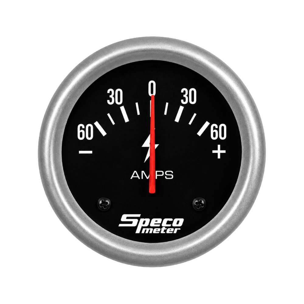 Speco 2-5/8" 60-0-60 Amps Ammeter Gauge - Black dial Silver Bezel