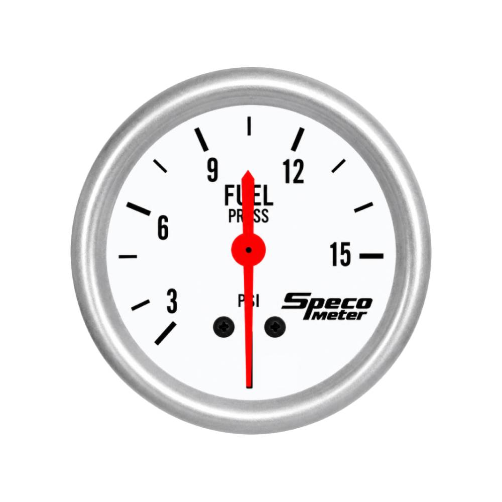 Speco 2-5/8" Mechanical 15psi Fuel Pressure Gauge - White Dial Silver Bezel