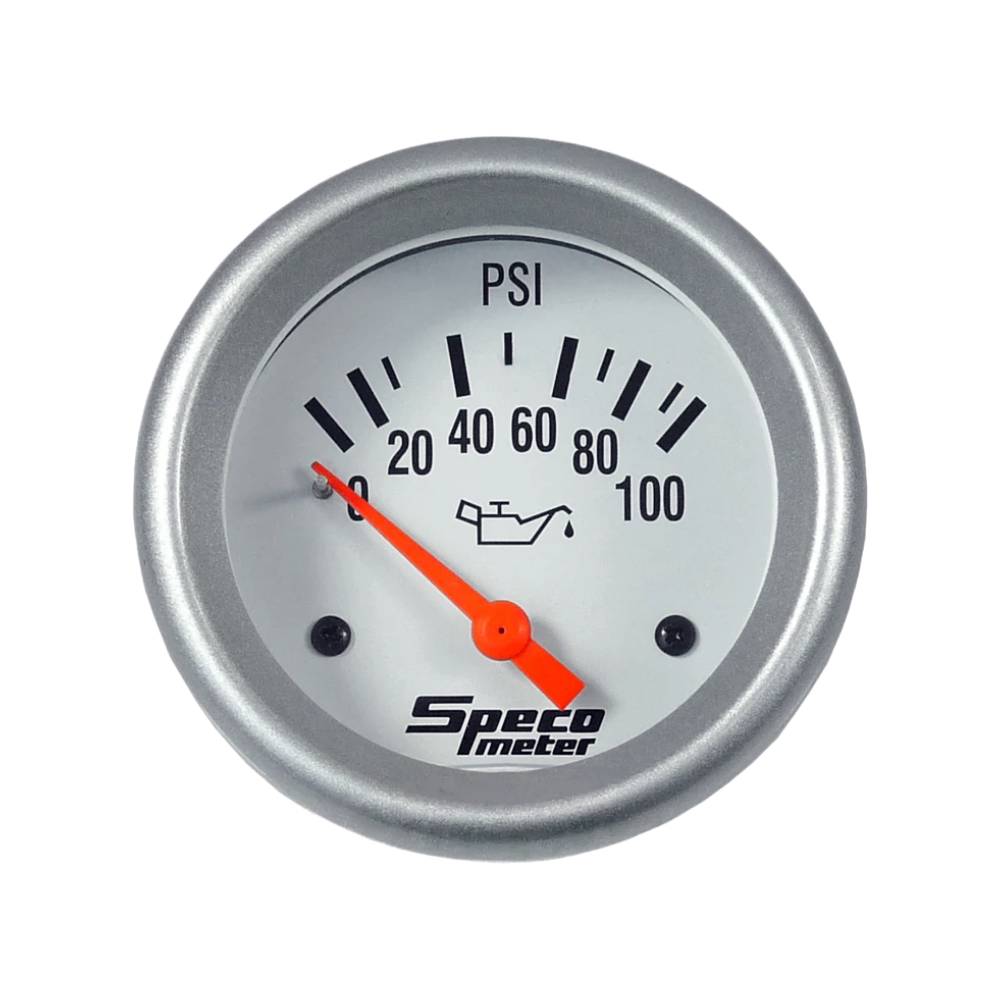 Speco 2-5/8" Electric 100 PSI Oil Pressure Gauge with Sender - White Dial Bezel