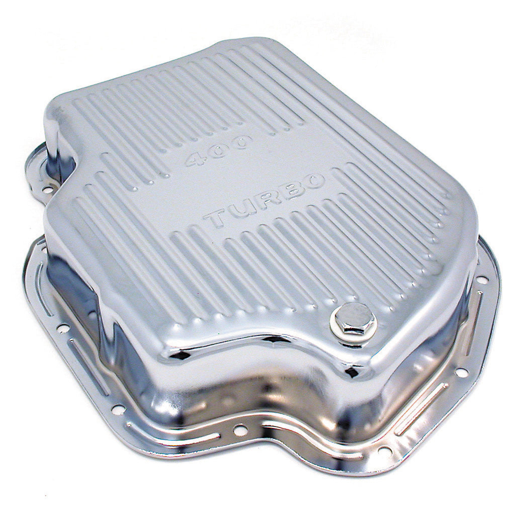TFI Racing Transmission Pan GM Turbo 400 3" Deep Steel Finned with Drain Plug