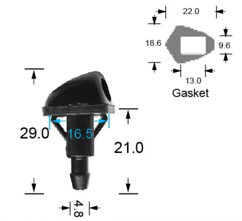 2x Windscreen Wiper Nozzle SprayerJet for Subaru WRX inc STi | 04/93 - 10/15