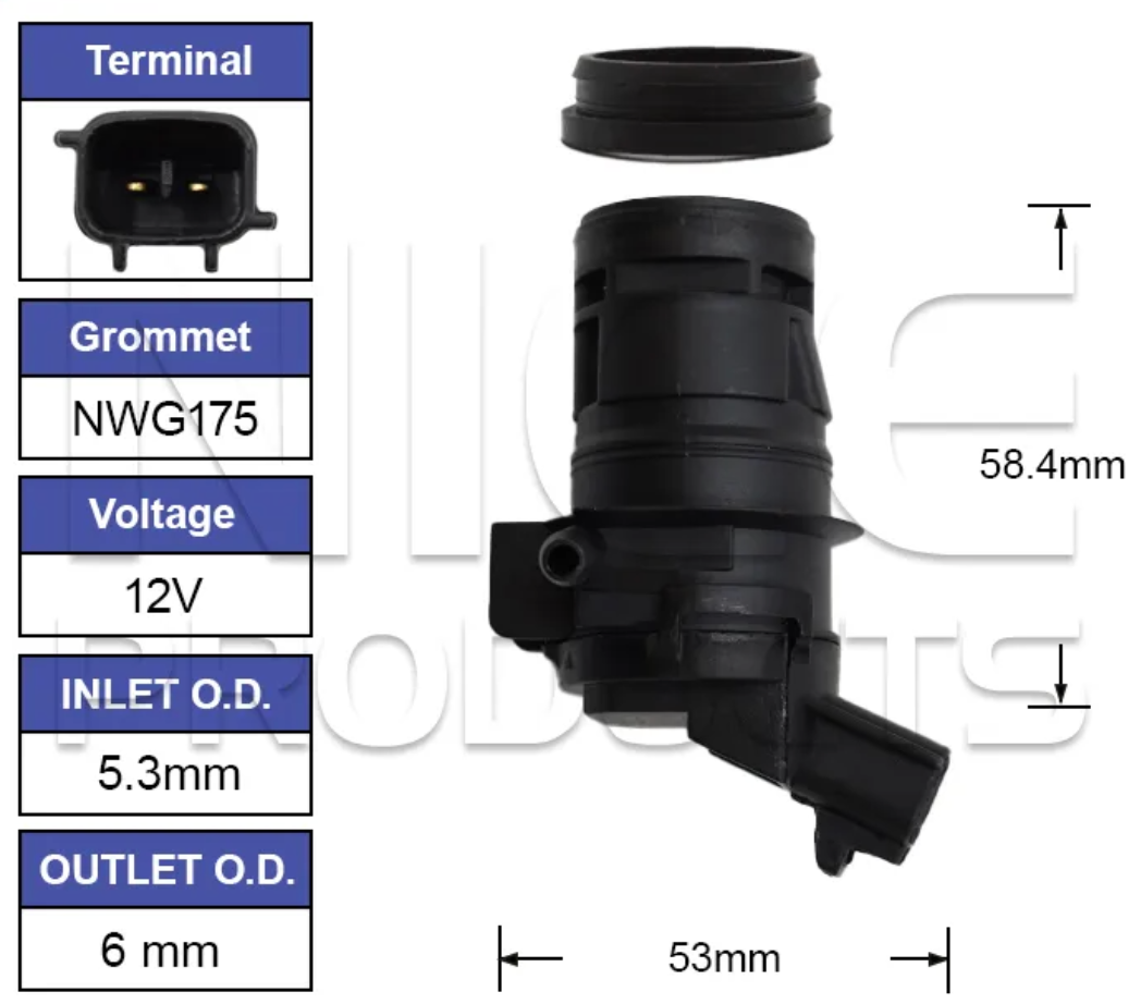 Front Windscreen Washer Pump for Lexus ES300h AVV60R (11/13 – 07/18)