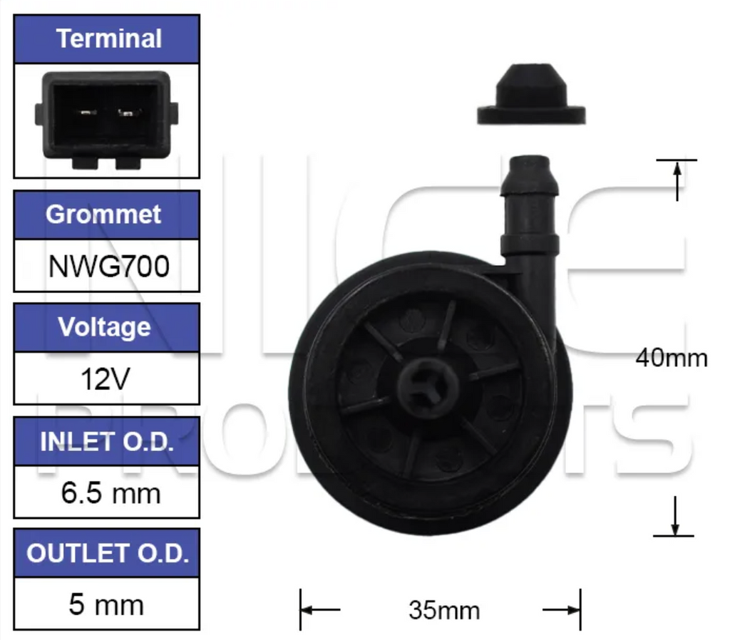 Front Windscreen Washer Pump for Fiat 500C (01/10 – 2025)